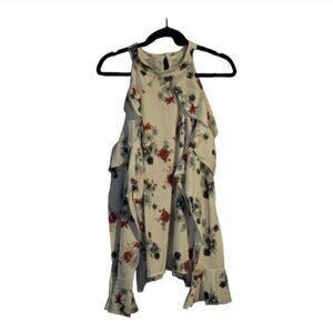 New cold shoulder white print blouse size 4xl=20. White, blue, and red.